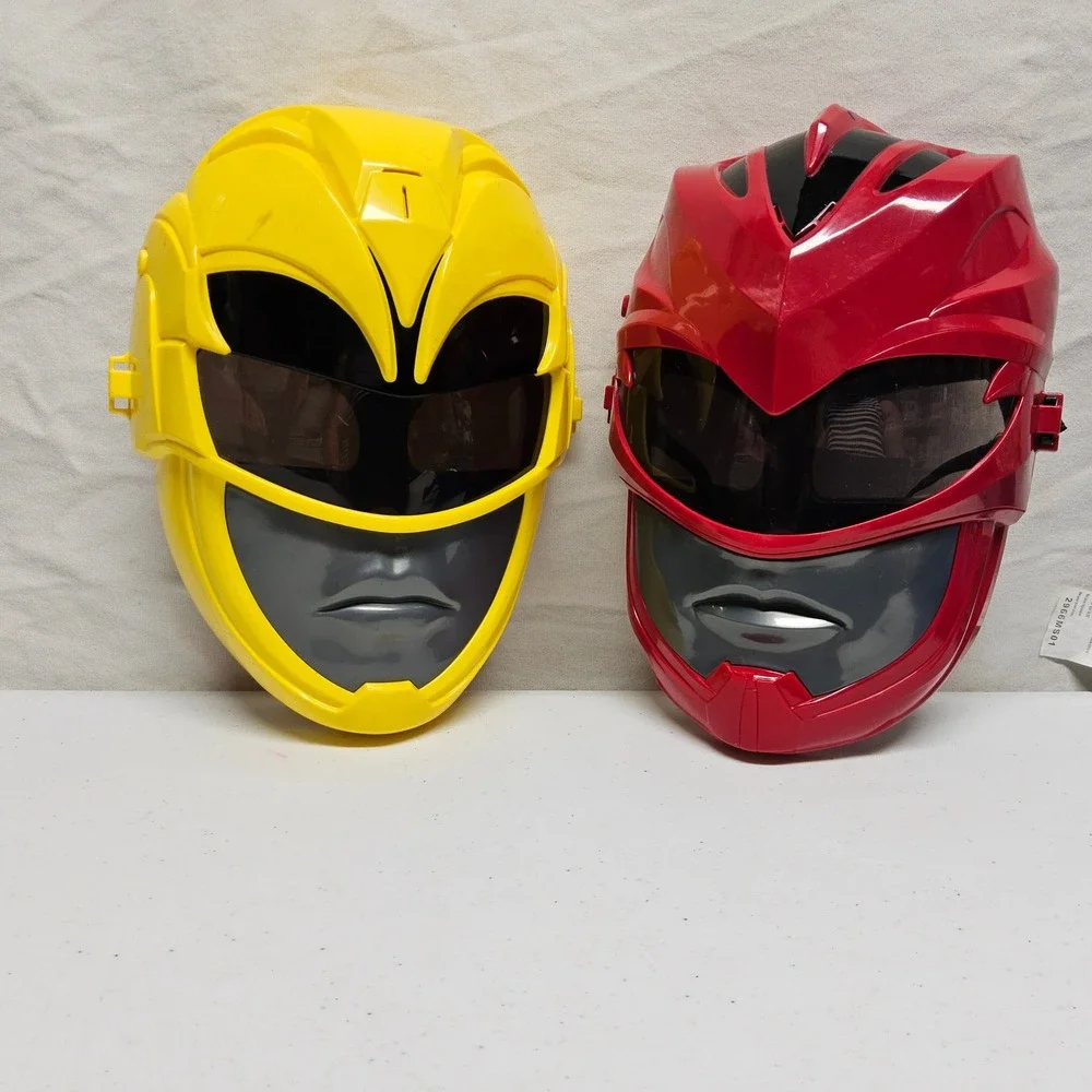 Power Rangers Costume Set Kids 6-7X Blue Red Yellow 2017 Movie Masks Chest Piece
